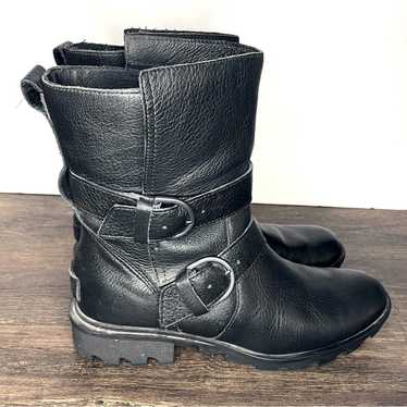 Sorel Black Leather Phoenix Moto Boots - size 8.5