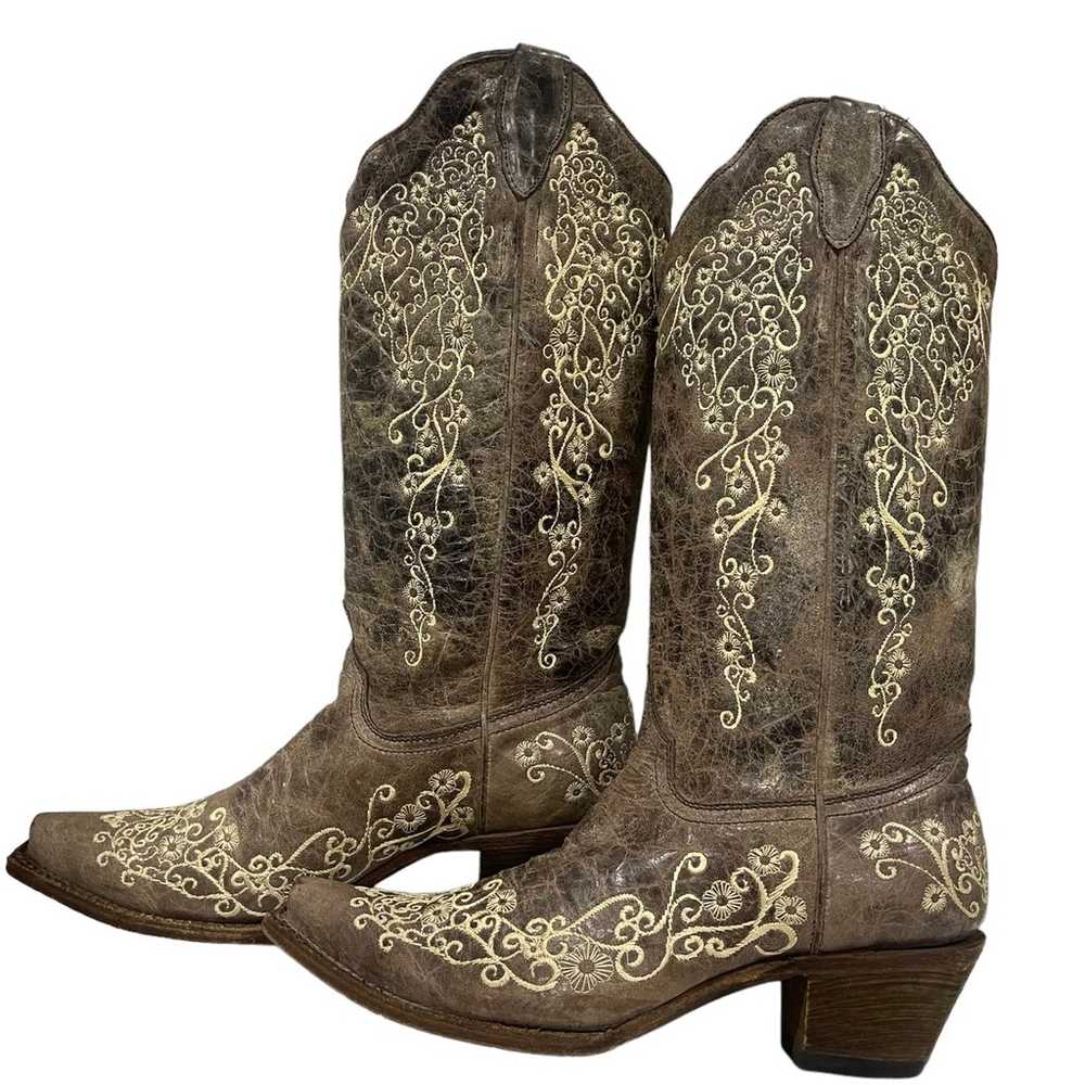 Corral Womens Brown Crater Bone Embroidery Cowgir… - image 1