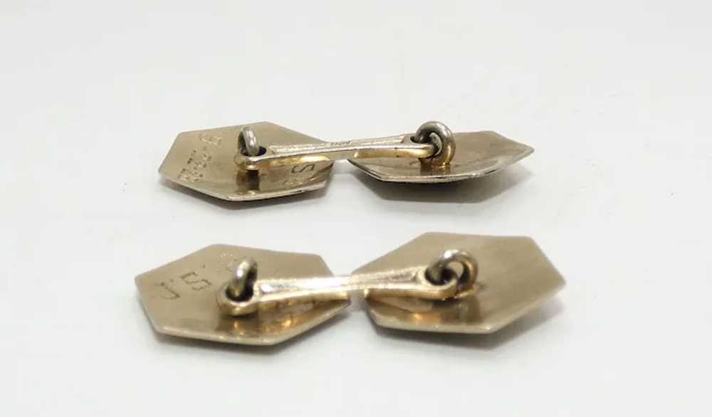 Art Deco 14K White Gold Diamond Cuff Links - image 5