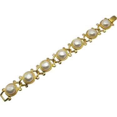 Fendi Couture Faux Pearl XO Gold-Plated Bracelet