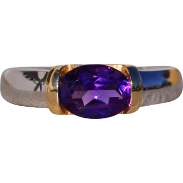 Contemporary Two Tone Amethyst Ring