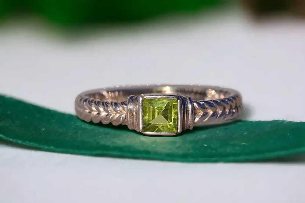 Natural Carre Cut Peridot Ring in White Gold - image 10