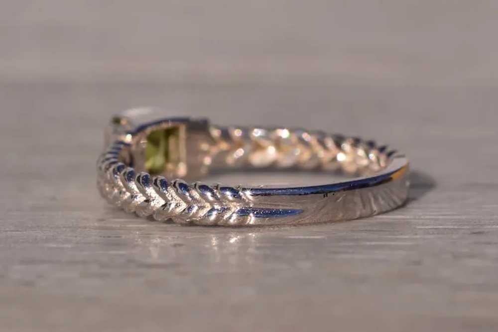 Natural Carre Cut Peridot Ring in White Gold - image 3