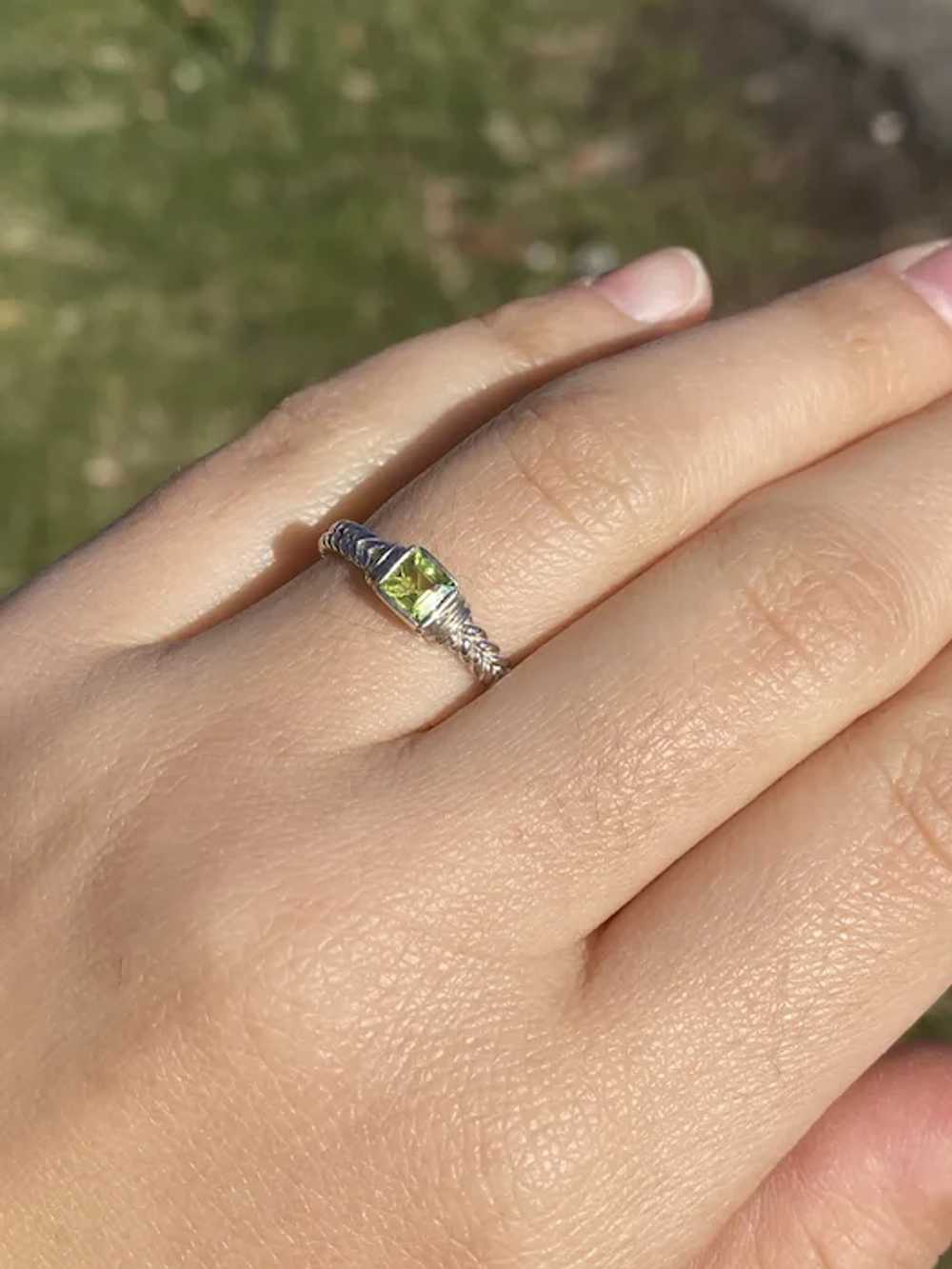 Natural Carre Cut Peridot Ring in White Gold - image 8