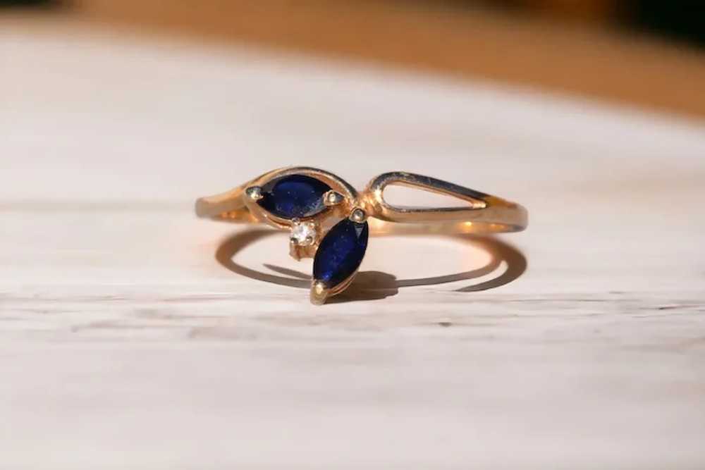 Marquise Sapphire Double Ring with Natural Diamon… - image 10