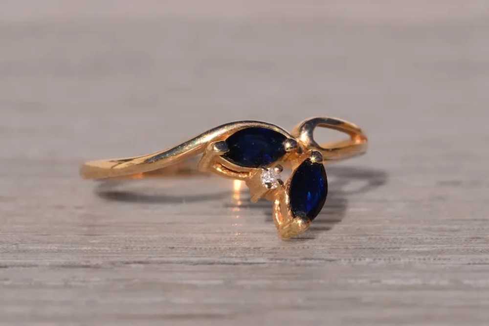 Marquise Sapphire Double Ring with Natural Diamon… - image 5