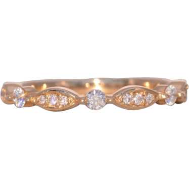 Yellow Gold Natural Diamond Station Ring - image 1