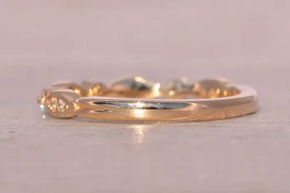 Yellow Gold Natural Diamond Station Ring - image 3