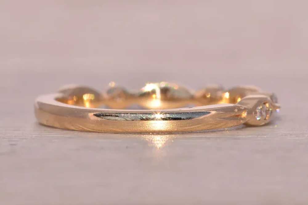 Yellow Gold Natural Diamond Station Ring - image 4