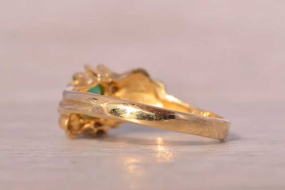 Vintage Natural Emerald Ring in Yellow Gold with … - image 3