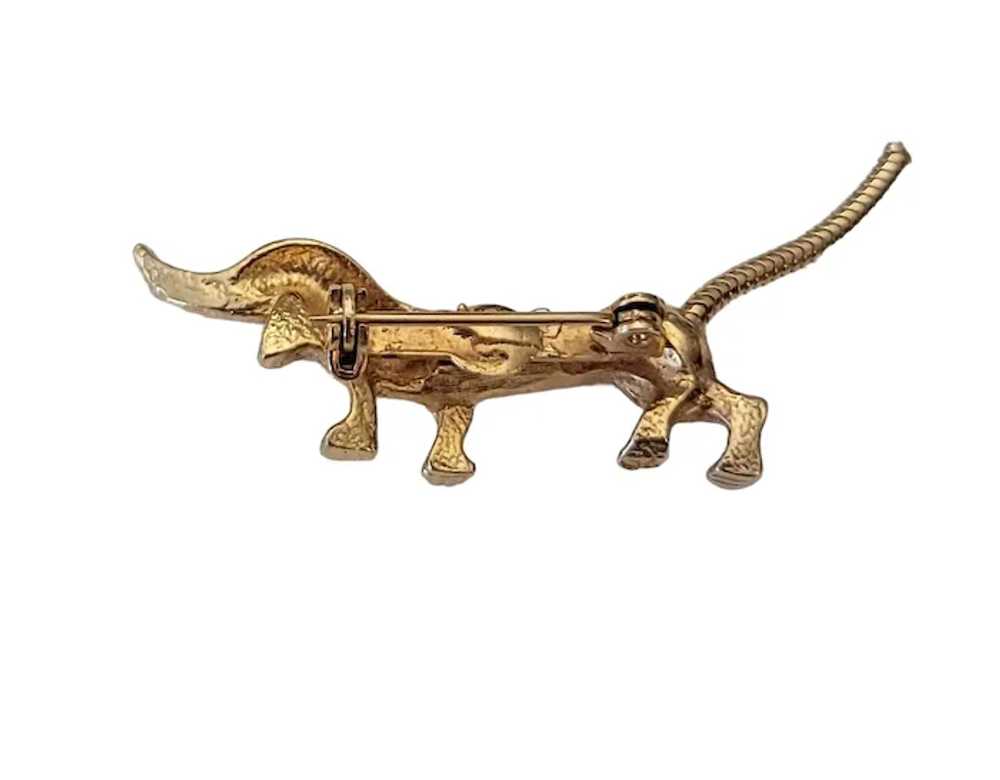 Gold Tone Clear Rhinestone Weiner Dog Dachshund P… - image 4