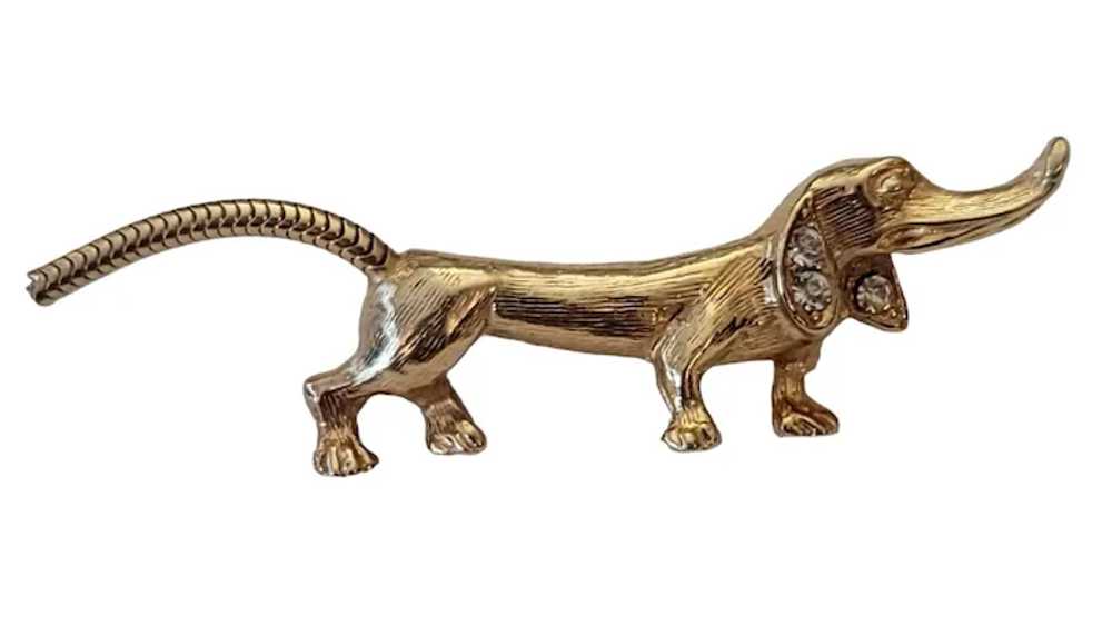 Gold Tone Clear Rhinestone Weiner Dog Dachshund P… - image 6