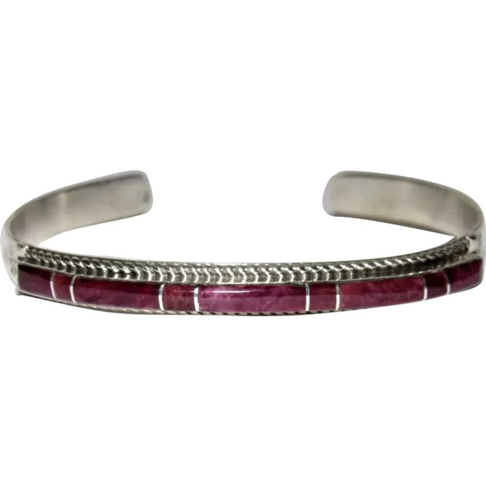 Zuni Purple Spiny Inlay Stacker Cuff Bracelet Ste… - image 1