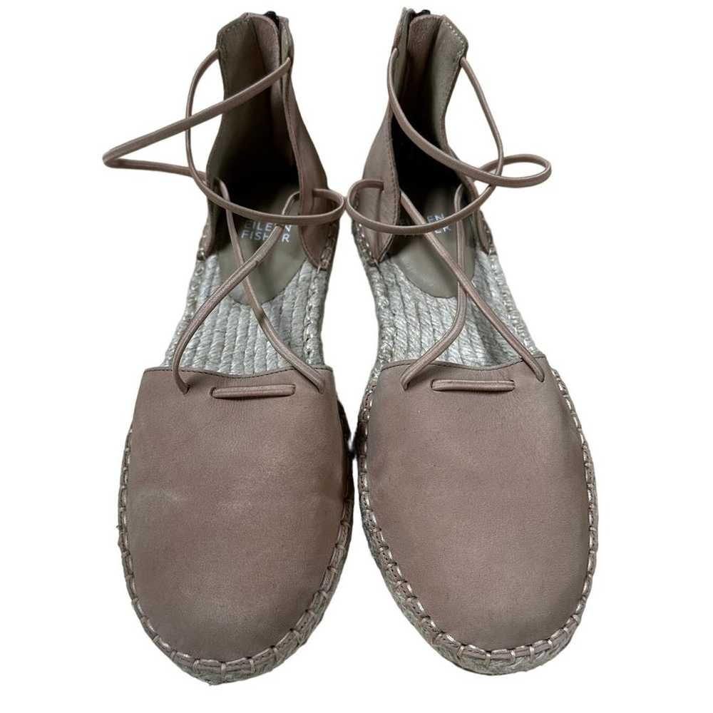 Eileen Fisher Flat Elastic Lace Up Espadrilles Ta… - image 6