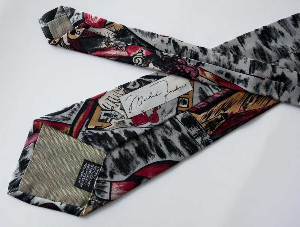 Vintage Michael Jordan Tie 100% Silk Painting - image 2