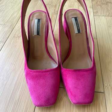 Topshop Gainor Hot Pink Suede Square Toe Slingback