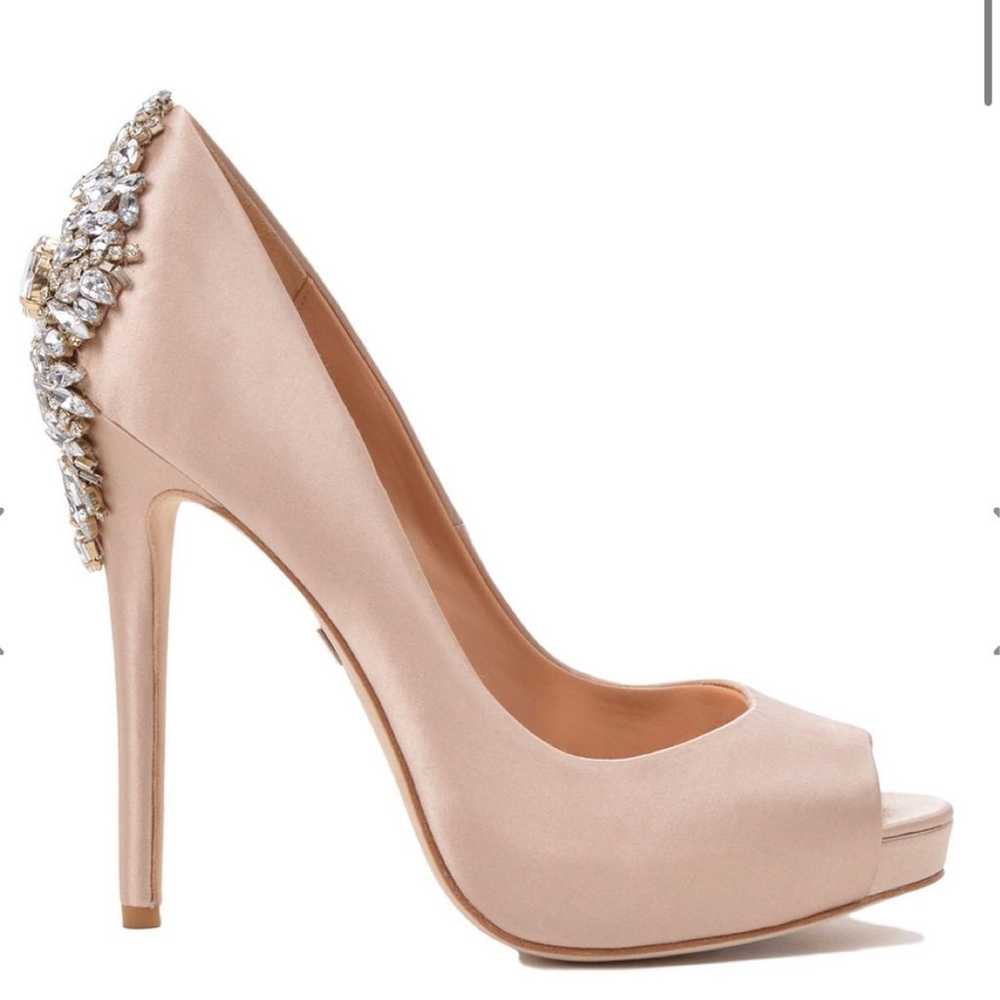 BADGLEY MISCHKA Kiara Embellished Peep-toe Pump s… - image 1