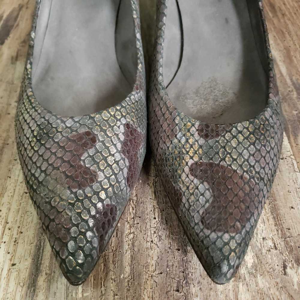 Stuart Weitzman Snakeskin Pointed Toe Kitten Heel… - image 2