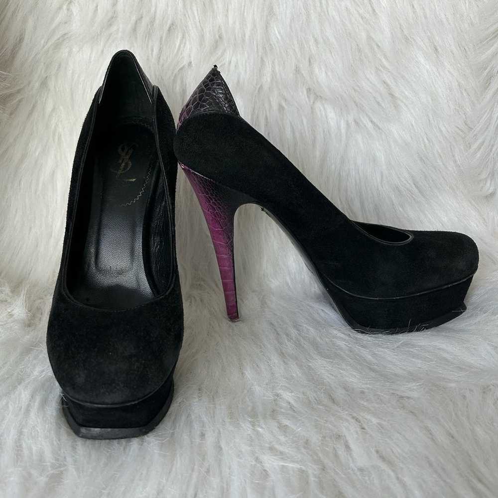 YSL Yves Saint Laurent Tribute Black Suede Purple… - image 1