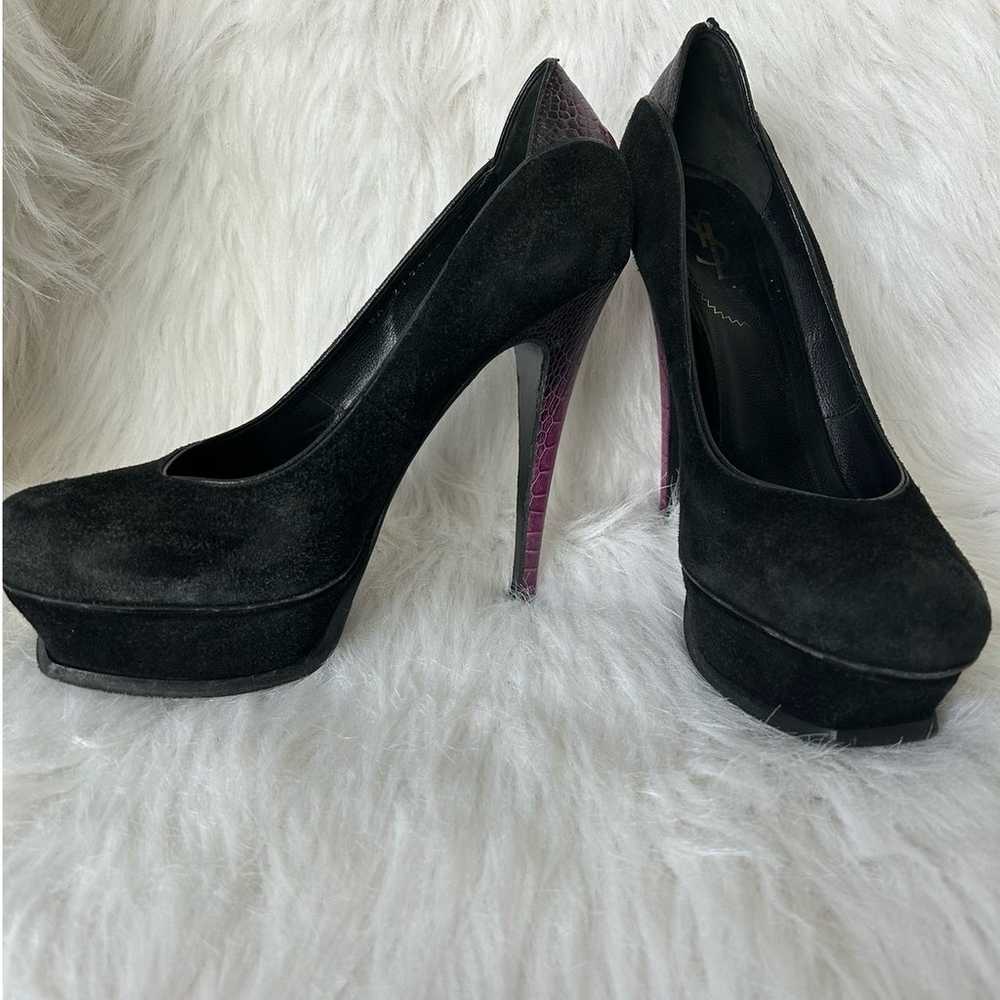 YSL Yves Saint Laurent Tribute Black Suede Purple… - image 3