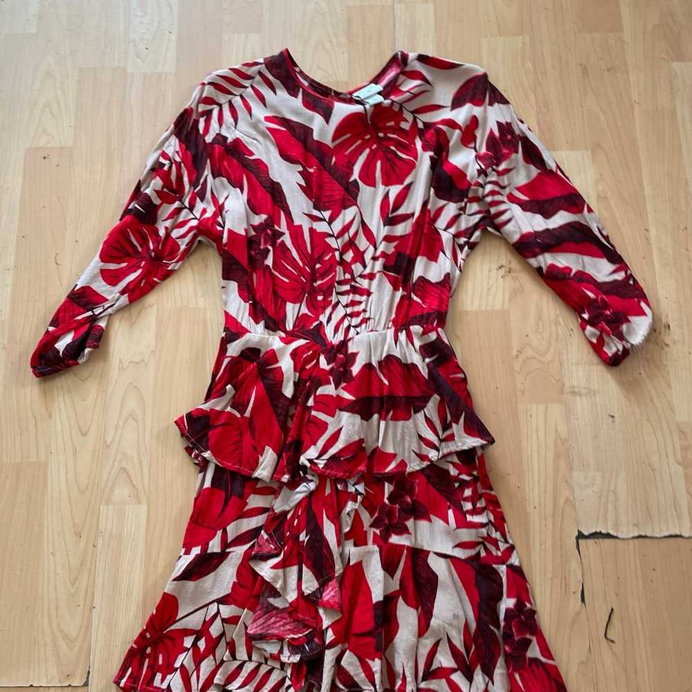 JOHANNA ORTIZ X HM red Tan Leaves Dress Size S Wo… - image 3