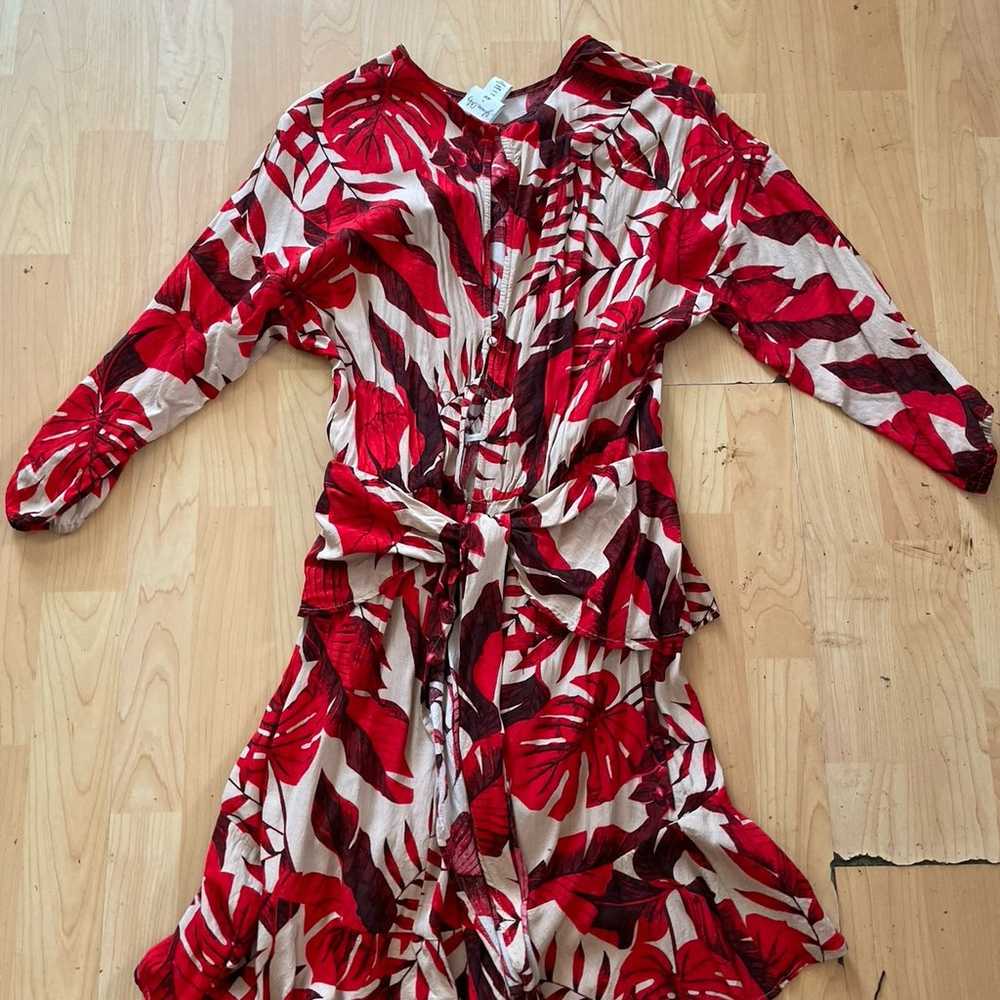 JOHANNA ORTIZ X HM red Tan Leaves Dress Size S Wo… - image 5