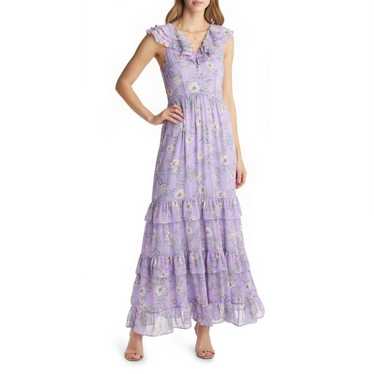 VICI COLLECTION Floral Print Tiered Chiffon Dress 