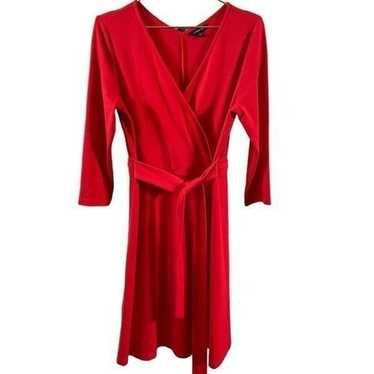 Lands End Wrap Style Red Dress Size MED