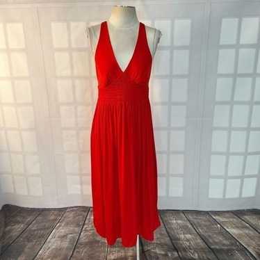 Urban outfitters red sleeveless v neck midi dress 