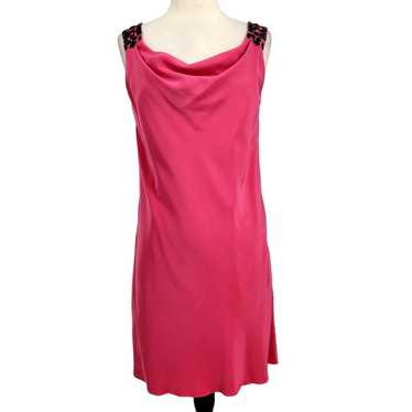 Tibi Silk Drape Front Backless Mini Dress Pink