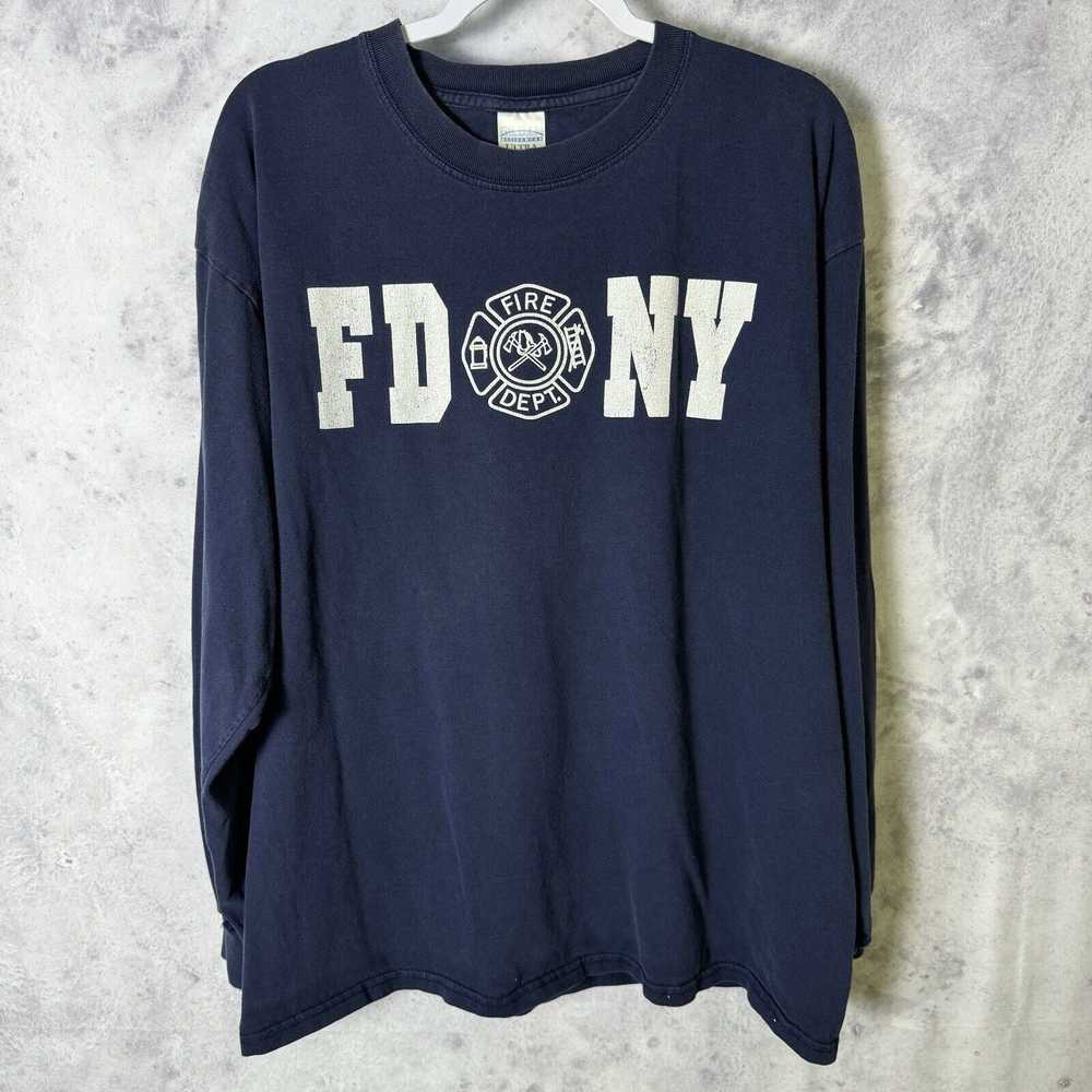 Vintage Vintage FDNY T Shirt Mens XL Blue Long Sl… - image 2