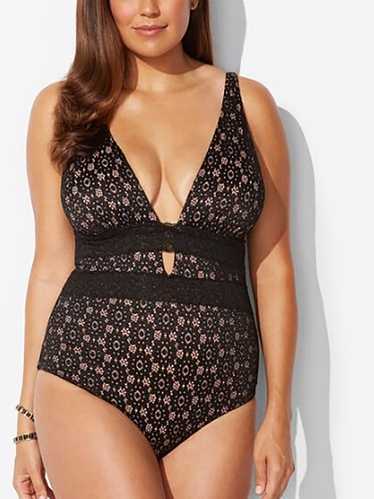 Swimsuits for All Size 24 Black & Beige Lace Swims