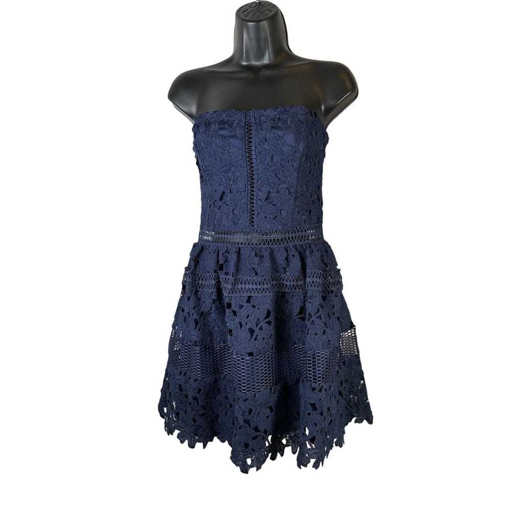 Romeo & Juliet Couture Navy Blue Strapless Lace C… - image 1