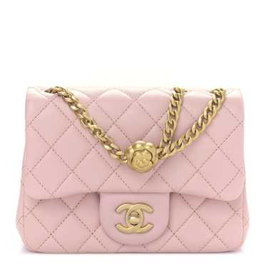 CHANEL Lambskin Quilted Mini Sweet Camellia Flap L