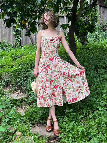 The Nova Dress - Vintage 1940s cotton Hawaiian flo