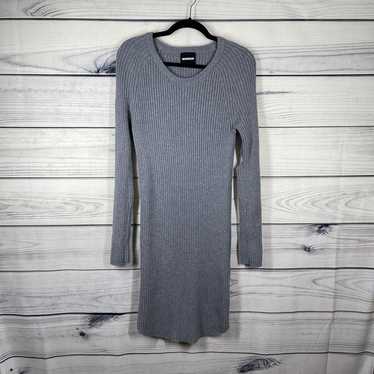 Monrow Dress Gray Rib Knitted Cut out Elbow Size M
