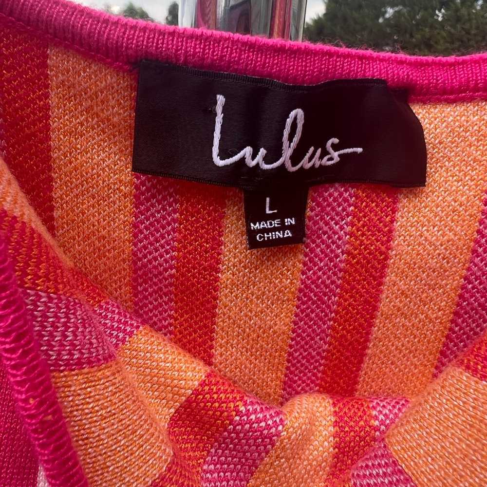 Lulus pink orange white designer knit dress size … - image 6