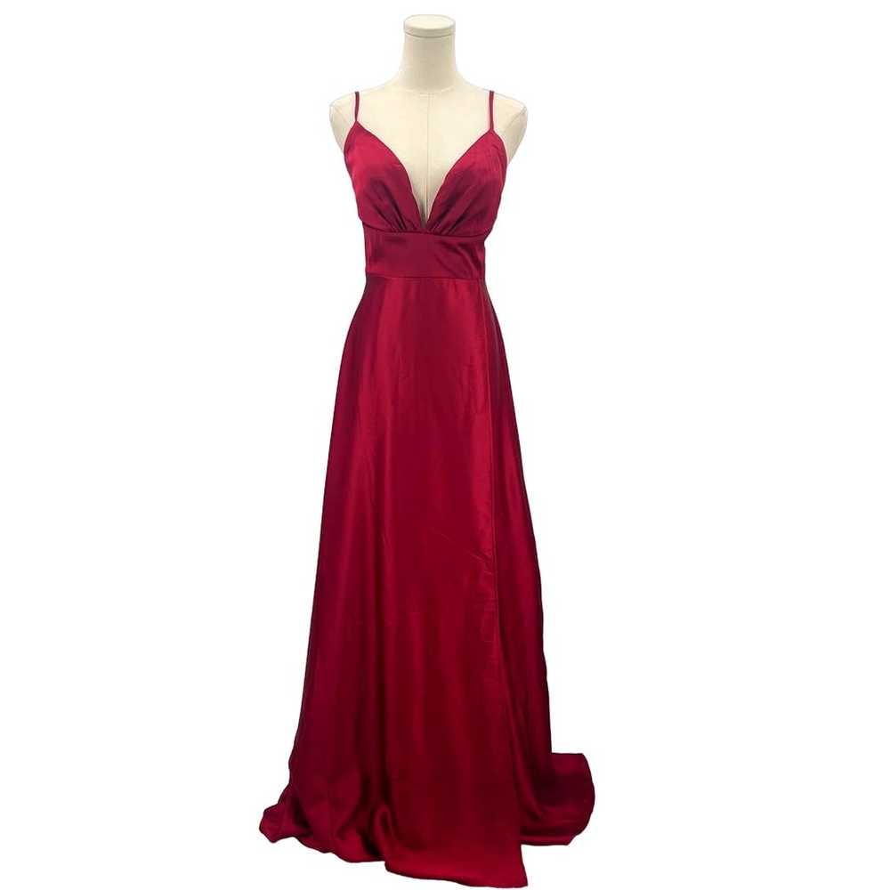 LULU'S M Capture the Romance Red Satin Faux-Wrap … - image 2