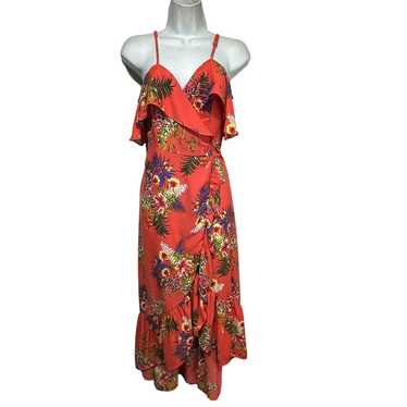 kaiya floral ruffle wrap high low dress Size L