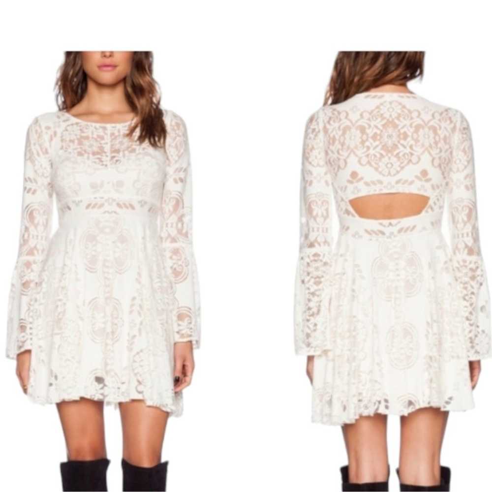 Free People Lover's Folk Song Lace Open Back Bell… - image 12