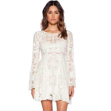 Free People Lover's Folk Song Lace Open Back Bell… - image 1