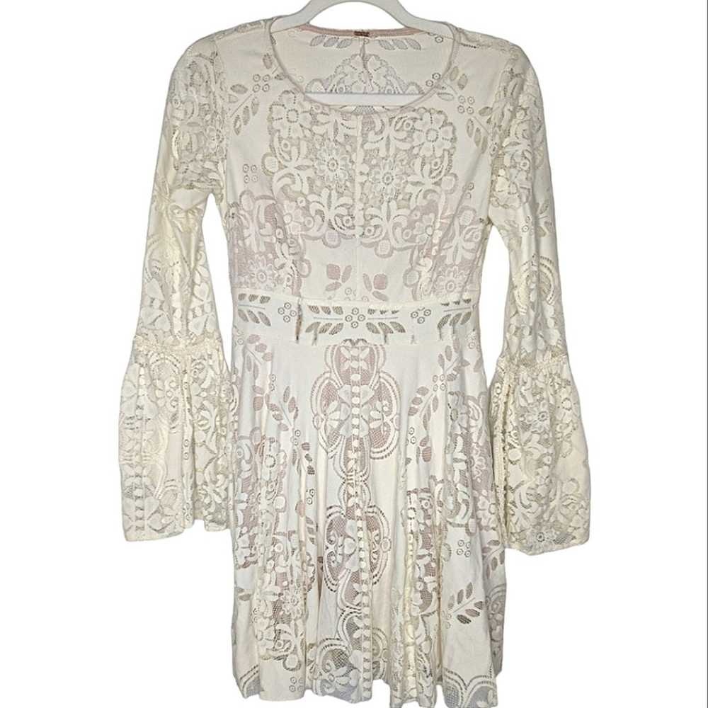 Free People Lover's Folk Song Lace Open Back Bell… - image 3