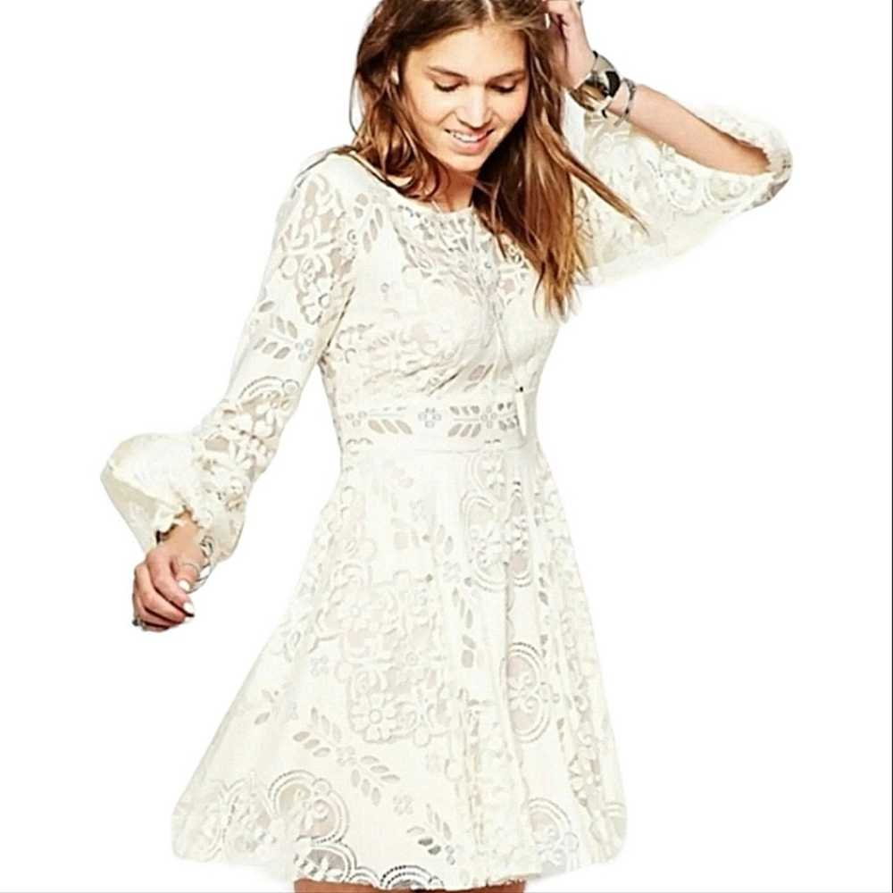 Free People Lover's Folk Song Lace Open Back Bell… - image 7