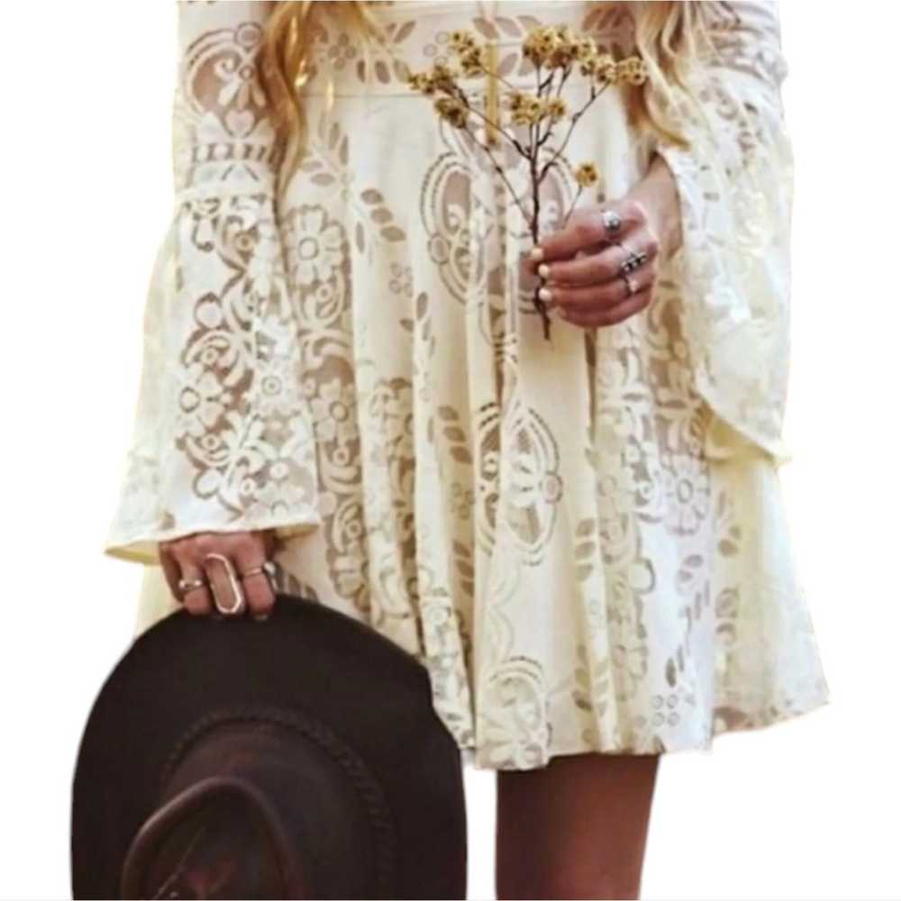 Free People Lover's Folk Song Lace Open Back Bell… - image 8