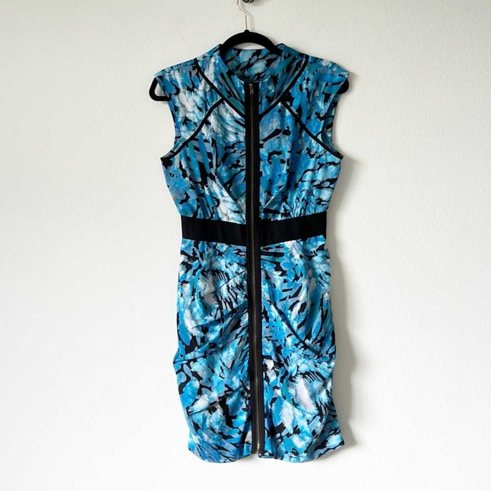 BEBE Blue Abstract MIDI Dress - image 5