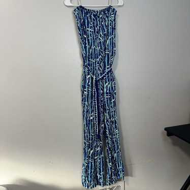 Lilly Pulitzer Tia  Jumpsuit Santorini Blue Beach 