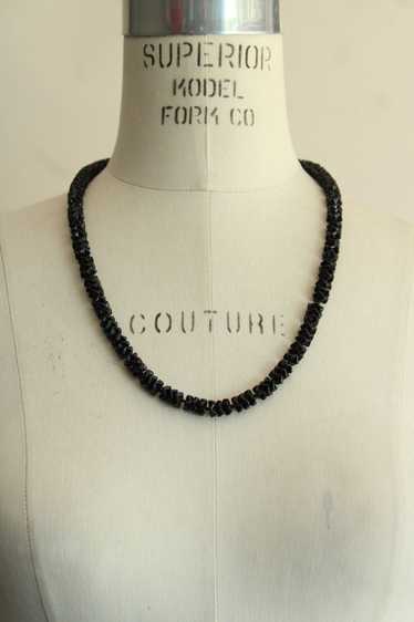 Vintage Black Glass or Stone Bead Necklace