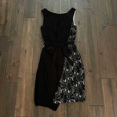 Karen Millen Black Floral Lace & Jersey Draped Fro