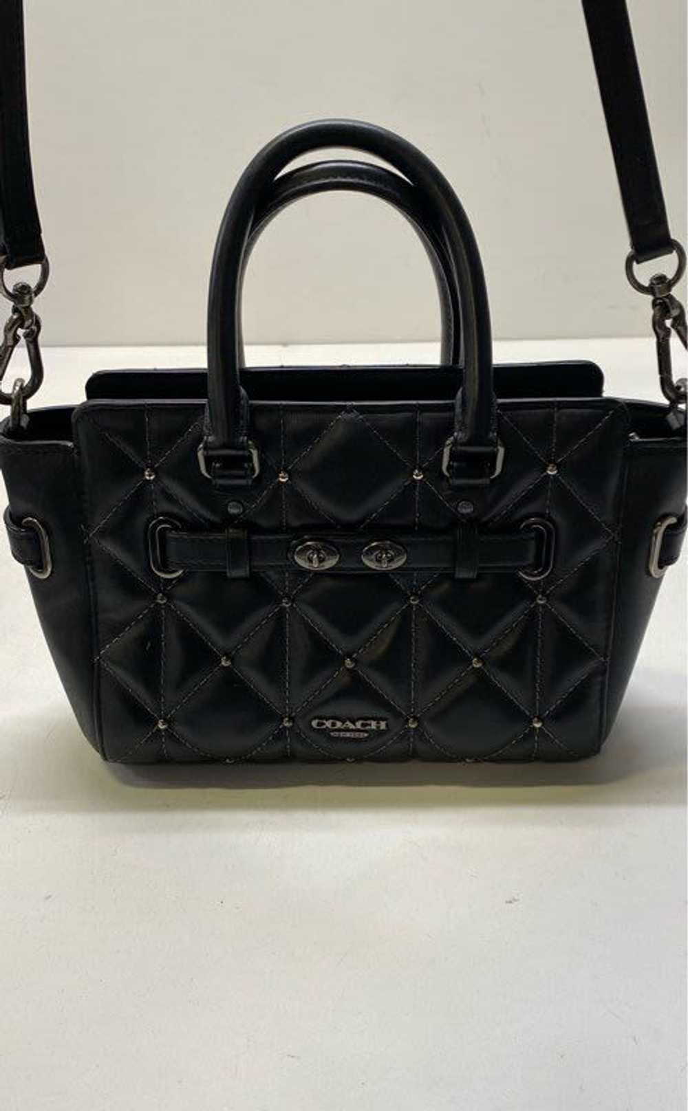 Coach Leather Mini Studded Quilted Satchel Black - image 1