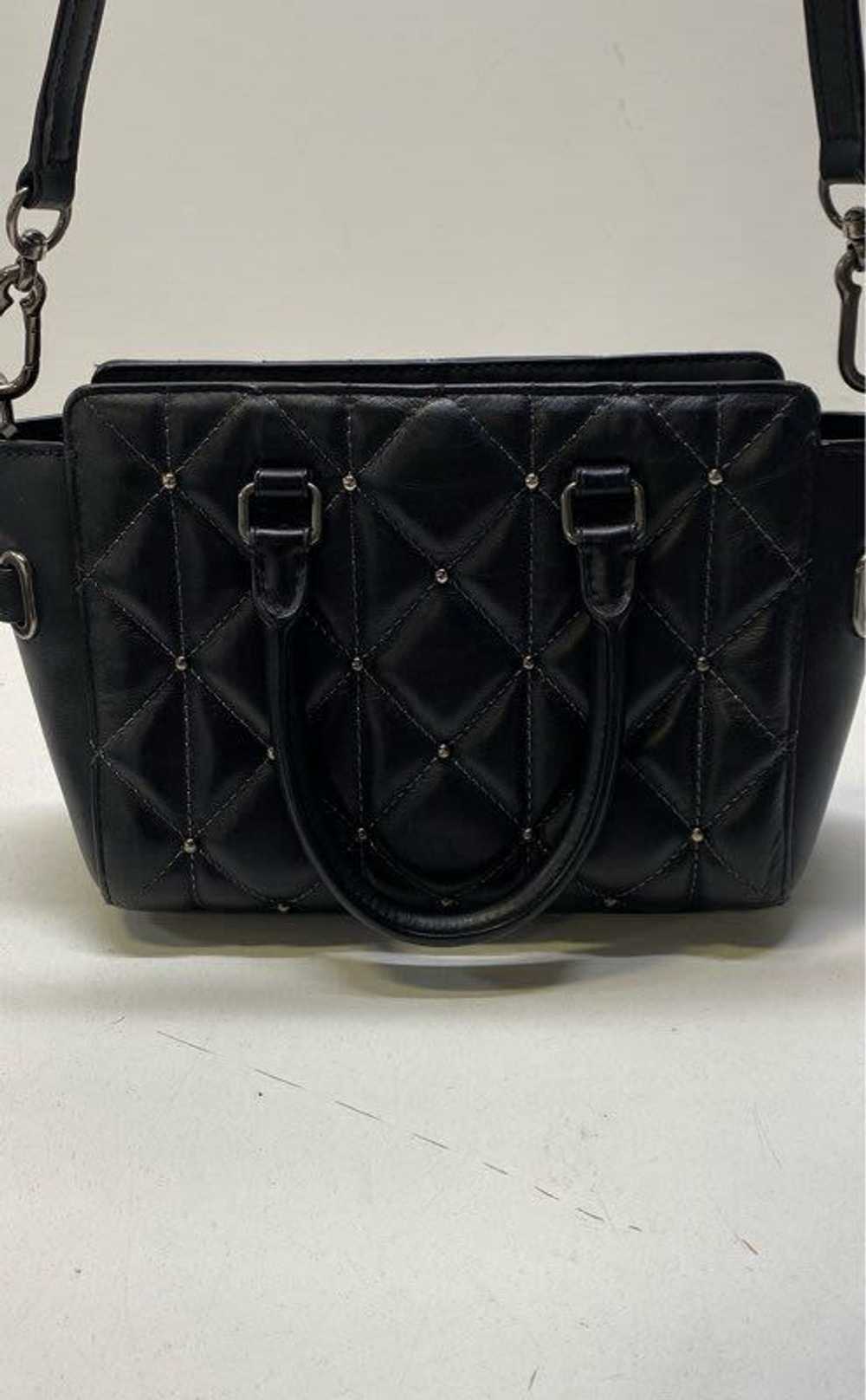 Coach Leather Mini Studded Quilted Satchel Black - image 2